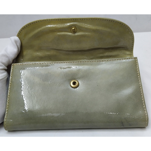 Dooney & Bourke Gray Patent Leather Checkbook Credit Card Trifold Wallet - Picture 9 of 16